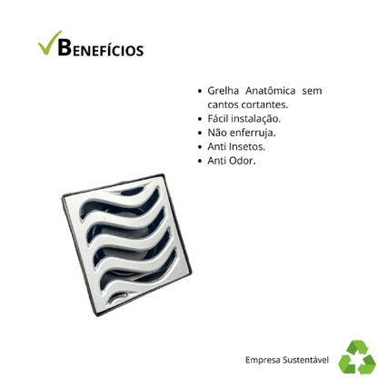 Ralo 15x15 Elite em Alumínio com Coletora Multi Saídas + Sifão