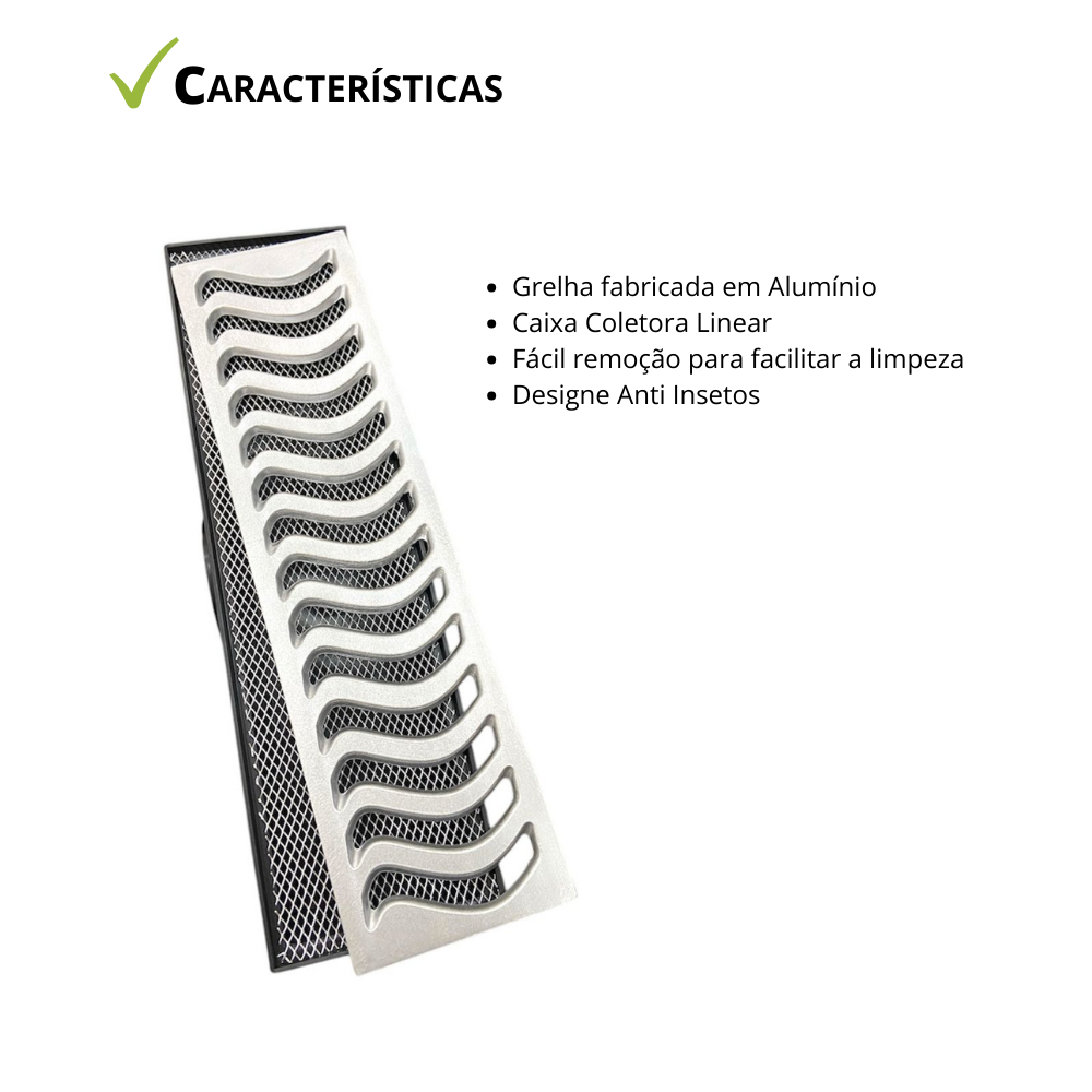 Ralo 14x50 Elite com coletora modular e grelha em Alumínio