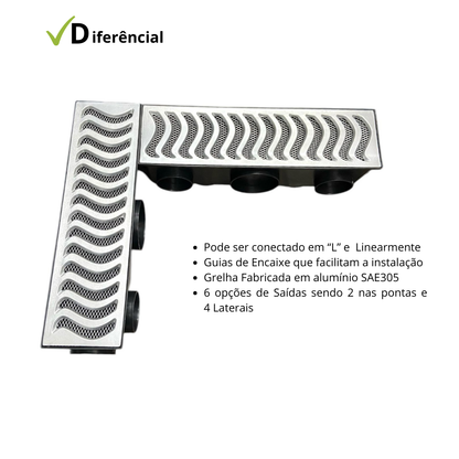 Ralo 14x50 Elite com coletora modular e grelha em Alumínio
