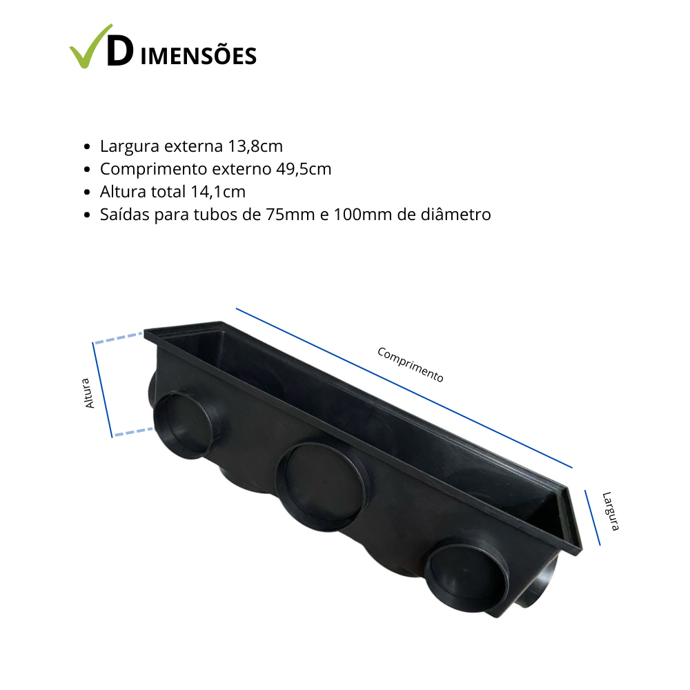 Ralo 14x50 Elite com coletora modular e grelha em Alumínio