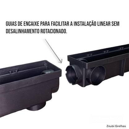 Ralo Invisível em inox 6x50 com Caixa Coletora "Cola Piso" com Tela