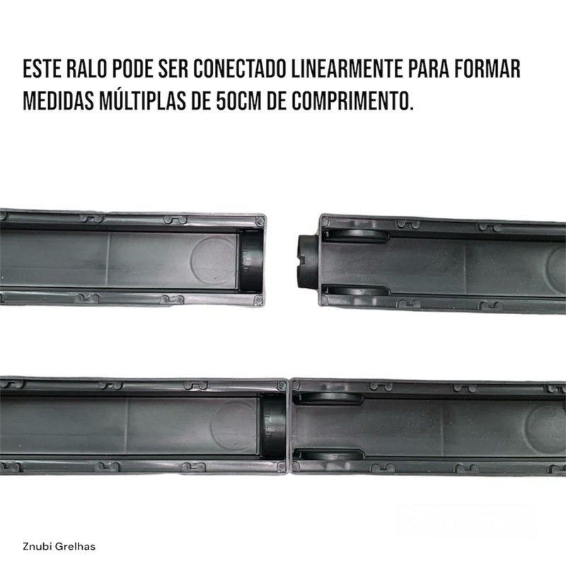 Ralo Linear Sifonado 6x50 Oculto com Grelha Lisa em Inox Polido