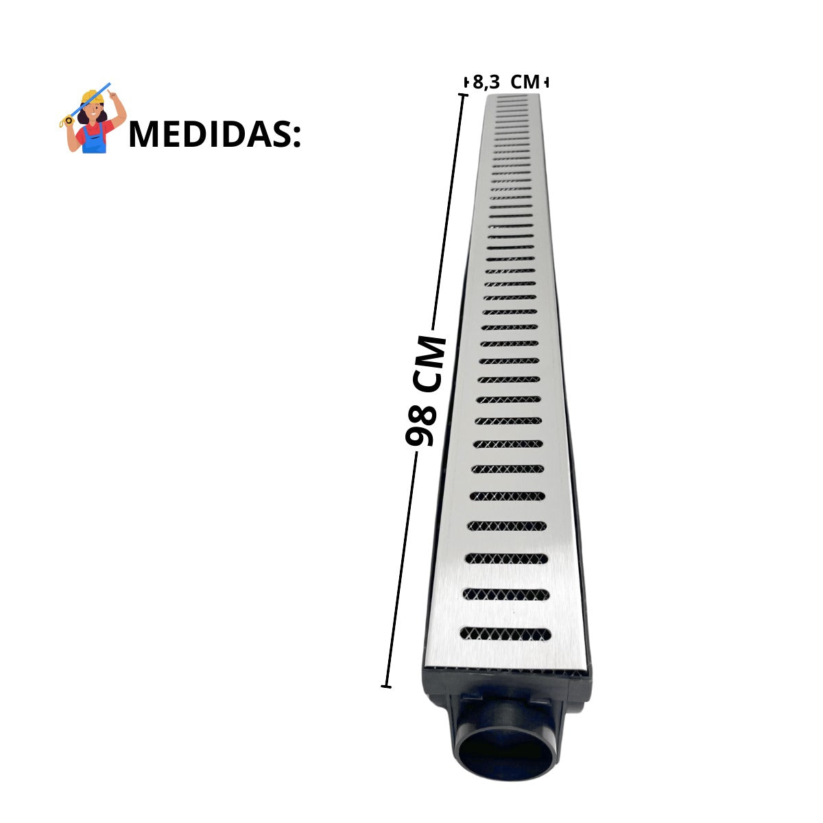 Ralo Linear 8X100 com Grelha em Inox 304 com Coletora Sequencial 50mm com Tela Anti Insetos