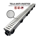 Ralo Linear 8X100 com Grelha em Inox 304 com Coletora Sequencial 50mm com Tela Anti Insetos