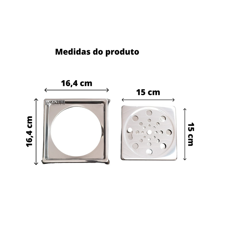 Ralo Inox Abre Fecha com Aro de fixação