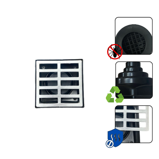 Ralo 15x15 Reta Alumínio com Coletora Multi Saídas + Sifão