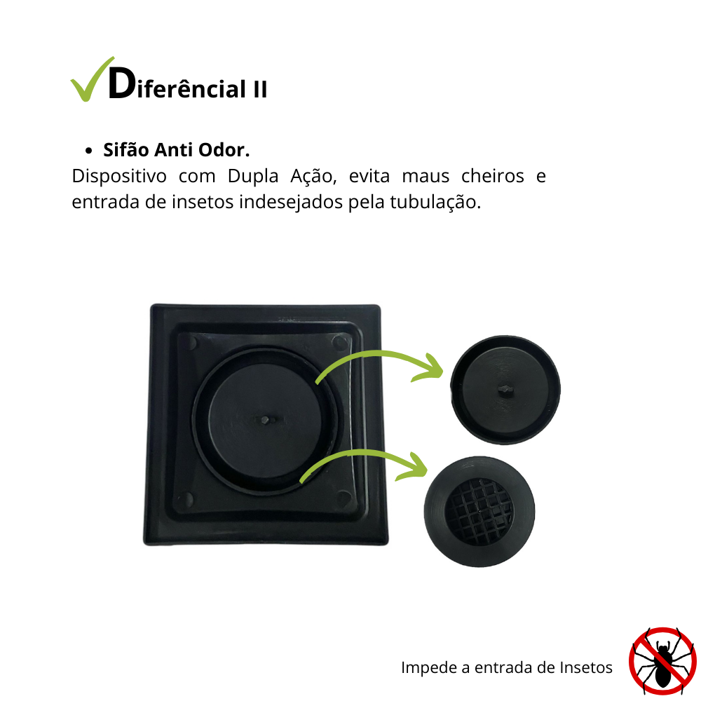 Ralo 15x15 Reta Alumínio com Coletora Multi Saídas + Sifão