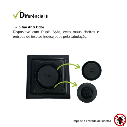 Ralo 15x15 Reta Alumínio com Coletora Multi Saídas + Sifão