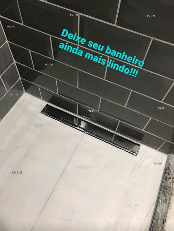 Ralo Linear Sifonado 6x50 Oculto com Grelha Lisa em Inox Polido