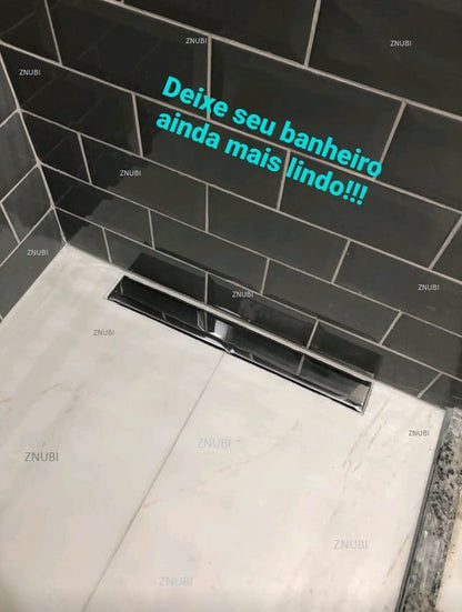 Ralo Linear Sifonado 6x50 Oculto com Grelha Lisa em Inox Polido